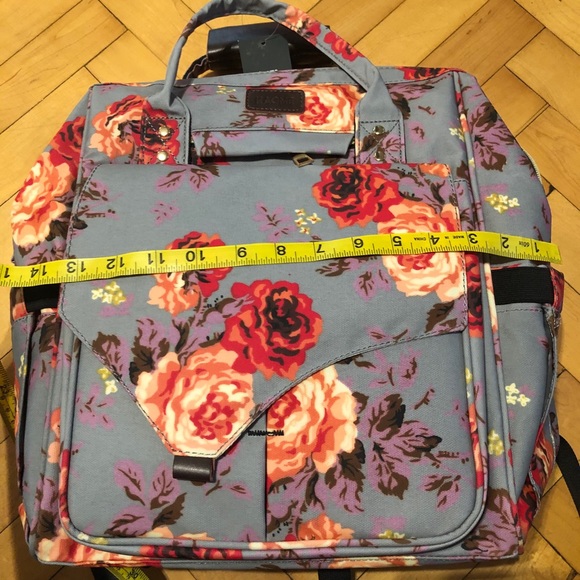 Gray Floral Diaper Bag/Backpack - Picture 12 of 16